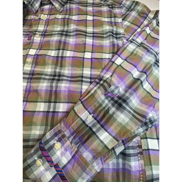 Robert Graham Men's Shirt "The Freshly Laundered" Purple Plaid 2XL Embroidered‎ - Picture 7 of 15
